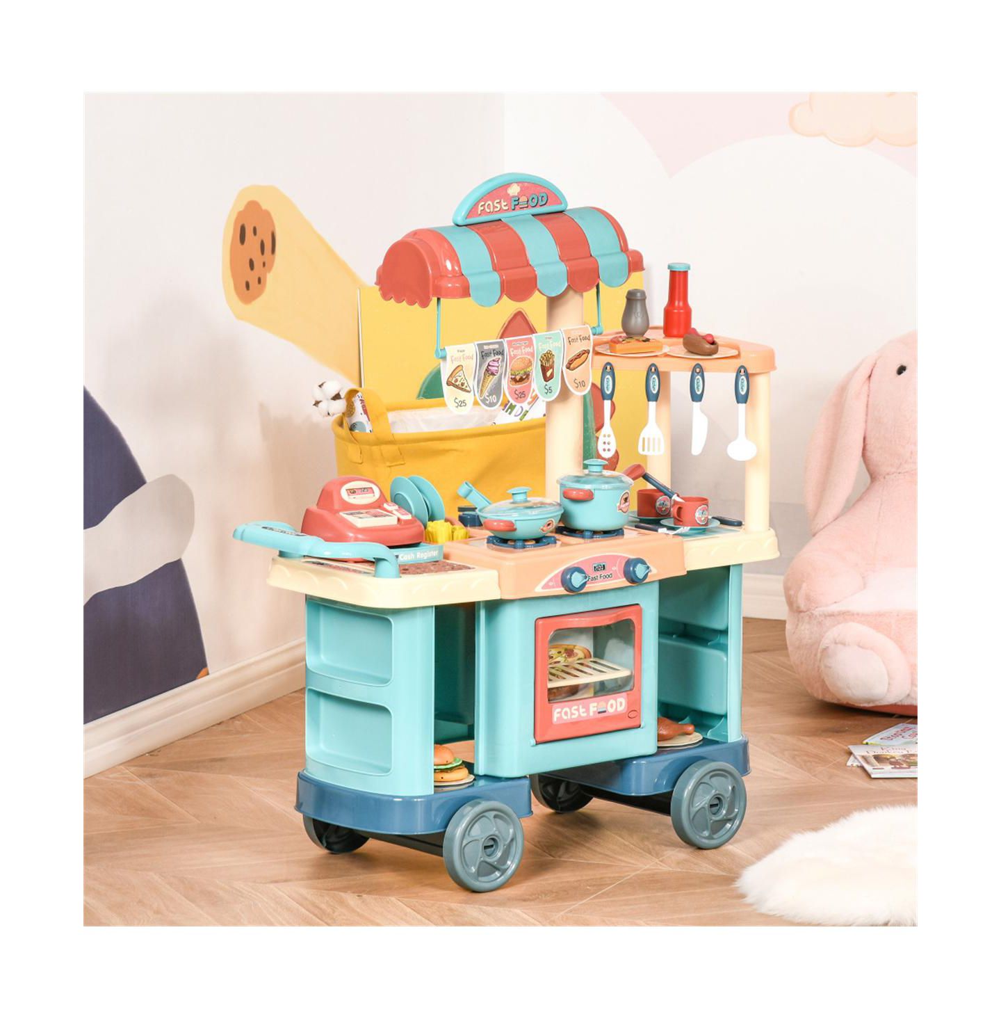 Детский игровой набор YOBTOP Food Stand Interactive Cash Register 50-Piece Playset, Ages 3-6 — фото 2