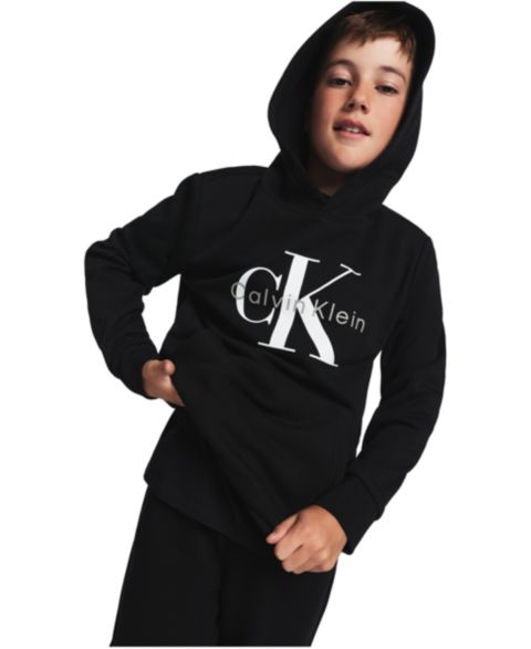 Худи Calvin Klein Long-Sleeve Hooded Sweatshirt для мальчиков, цвет: Чёрный
