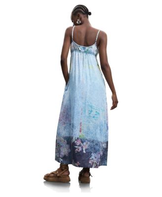 womens strappy denim dress Desigual, Long Denim Strappy Dress, Women, Lyocell, Blue, XL