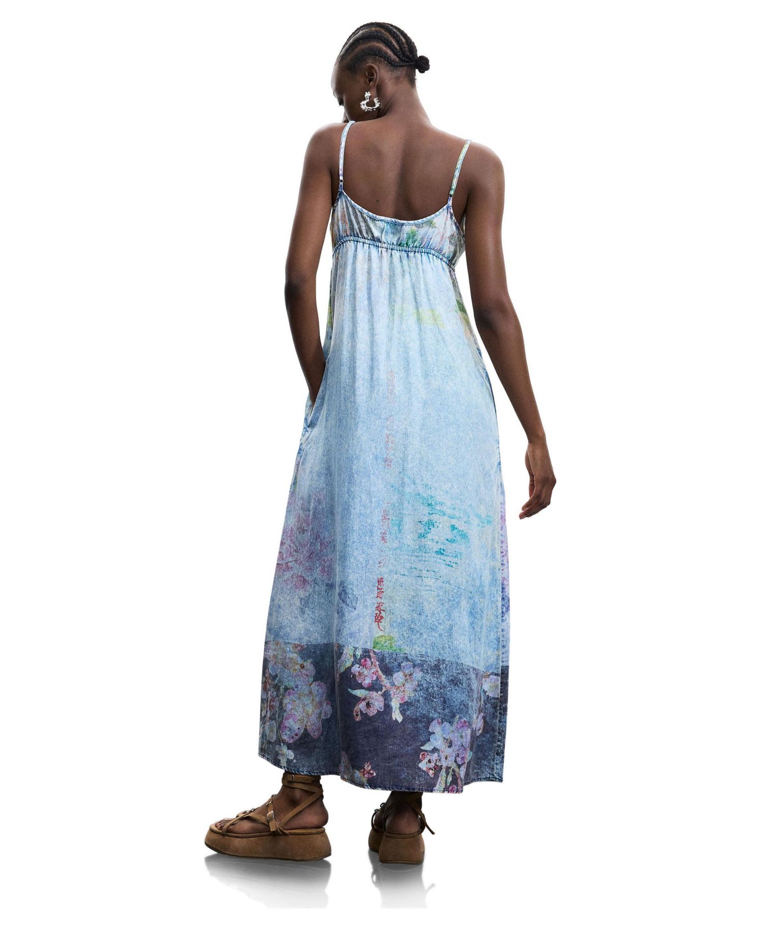 Women's Long Denim Strappy Dress
