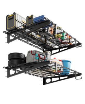 Set of 2 Wall Mounted Shelf Set, 2x4 Foot Heavy Duty Metal Shelving Unit for Home Storage