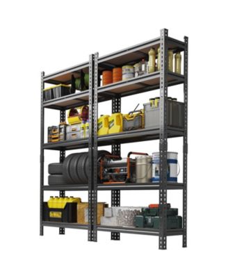Set of 2 Storage Shelves, Heavy Duty Metal Shelving Unit with Adjustable Shelves for Basement, Warehouse, Pantry, Closet, Kitchen
