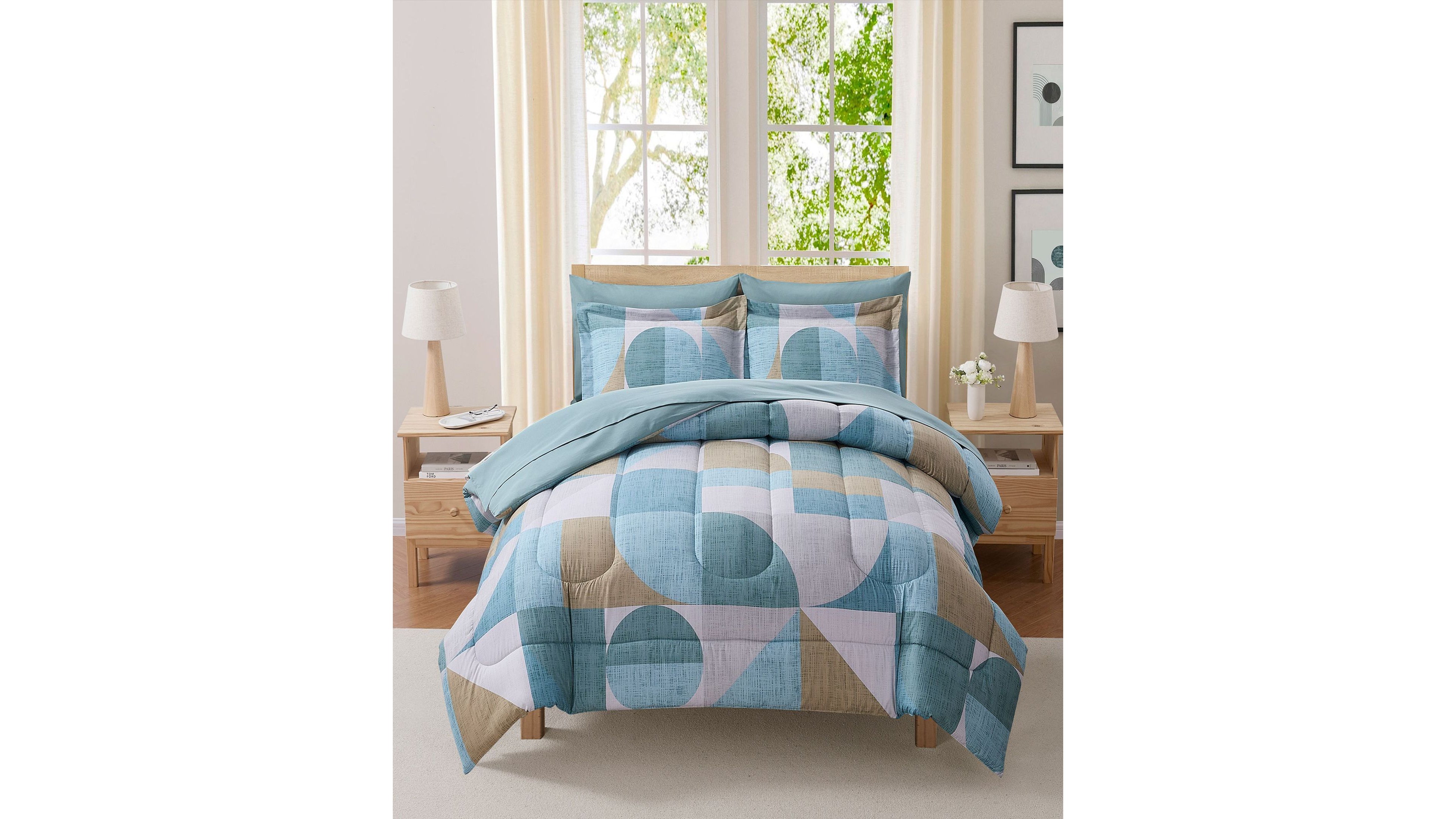 Sweet Home Collection Geo-Aqua 5-Piece Comforter Set, Twin