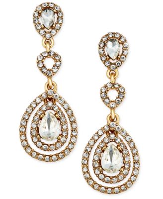 Charter Club - Gold-Tone Crystal and Pav&eacute; Orbital Drop Earrings,