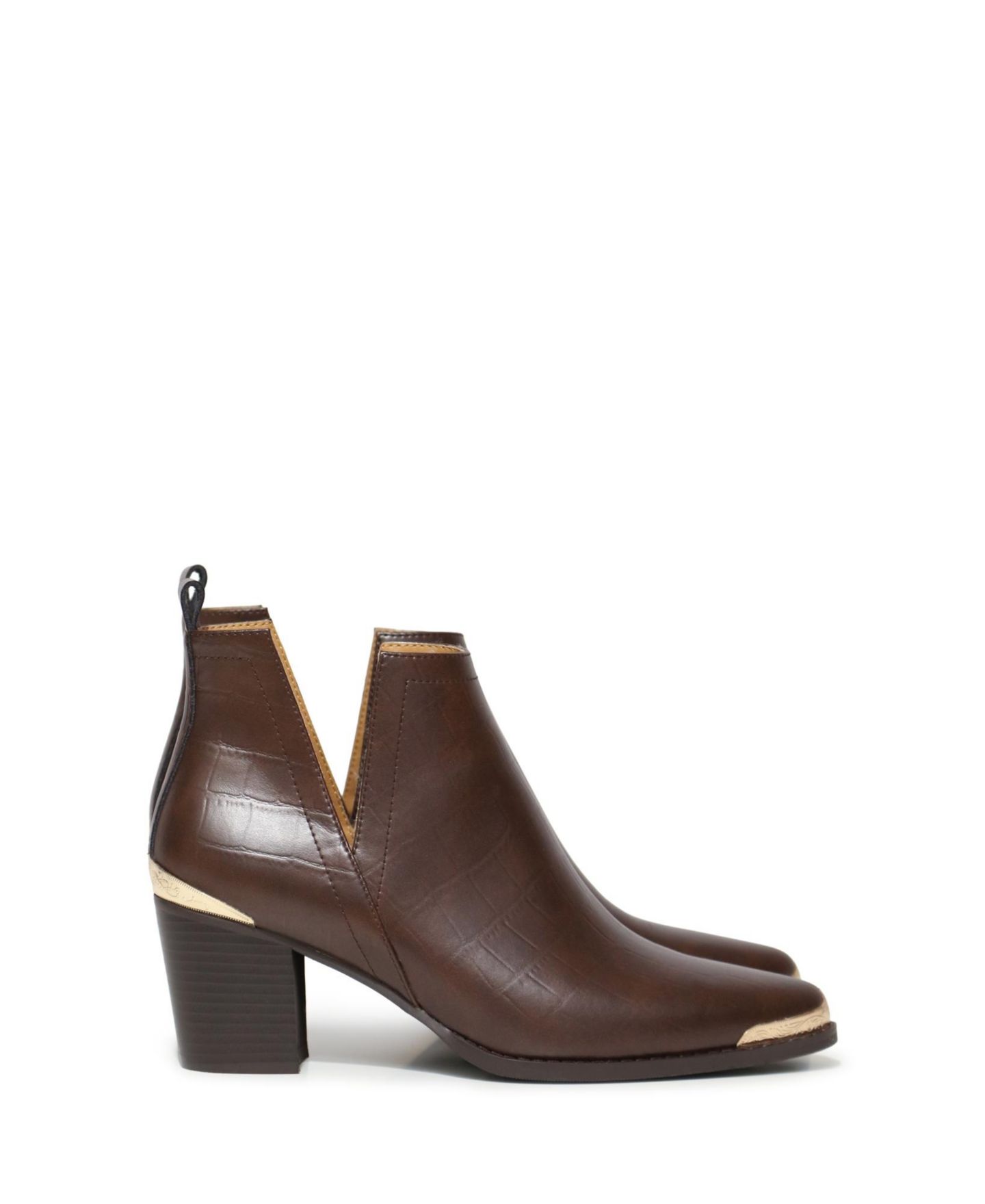 Женские ботинки Belle & Bloom Austin Croc Embossed Ankle Boot, цвет: Шоколадный — фото 2