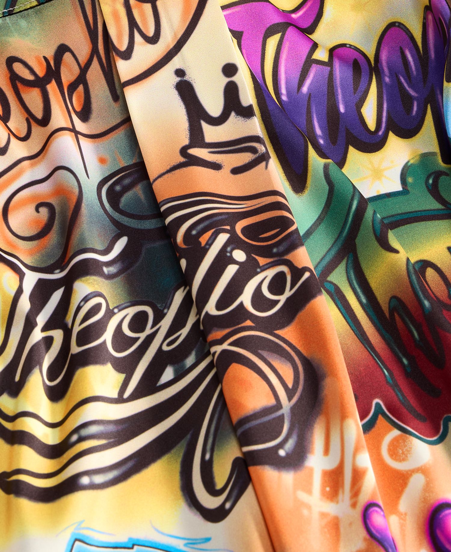 Women's Oversized Graffiti Print Button-Up Shirt