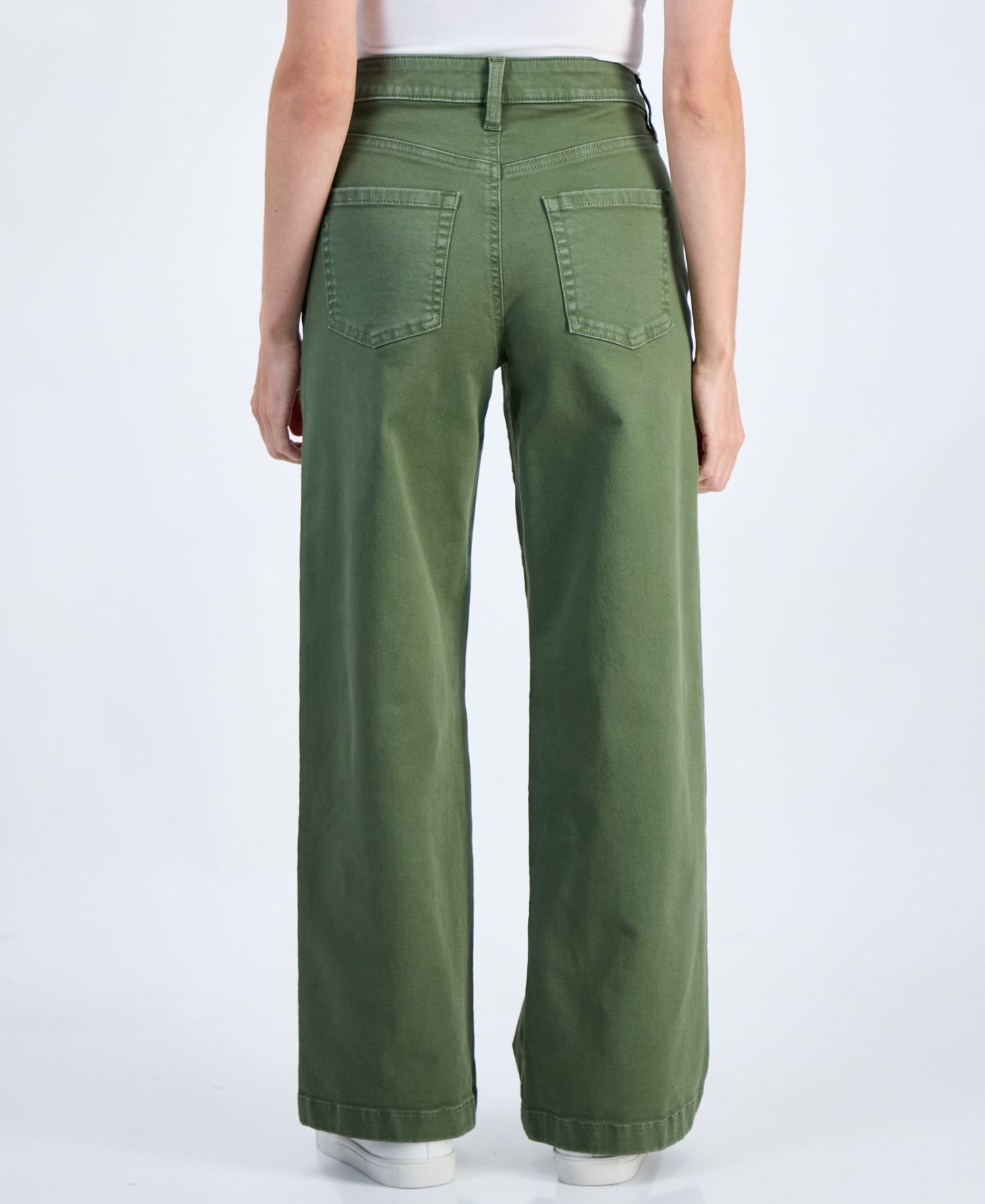 Petite High-Waist Wide-Leg Cotton-Blend Pants