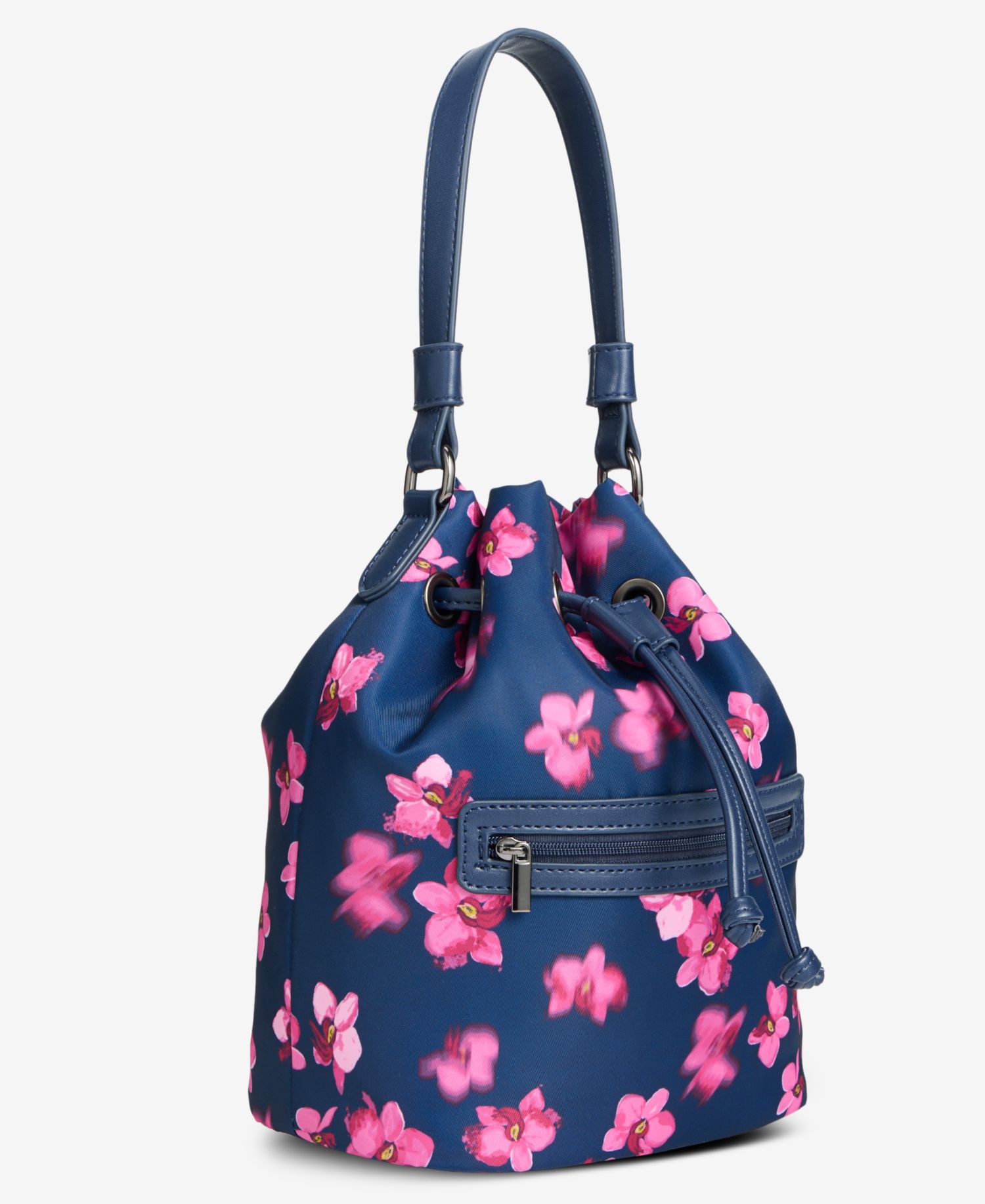 Floral-Print Drawstring Crossbody Top Handle Handbag