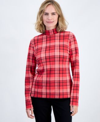 Petite Printed Mock-Neck Long-Sleeve Tee, Macy's Exclusive