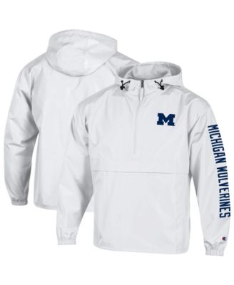 Men's White Michigan Wolverines Cloud Packable Half-Zip Hooded Jacket
