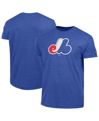 Men's Blue Montreal Expos Cooperstown Logo Tri-Blend T-Shirt