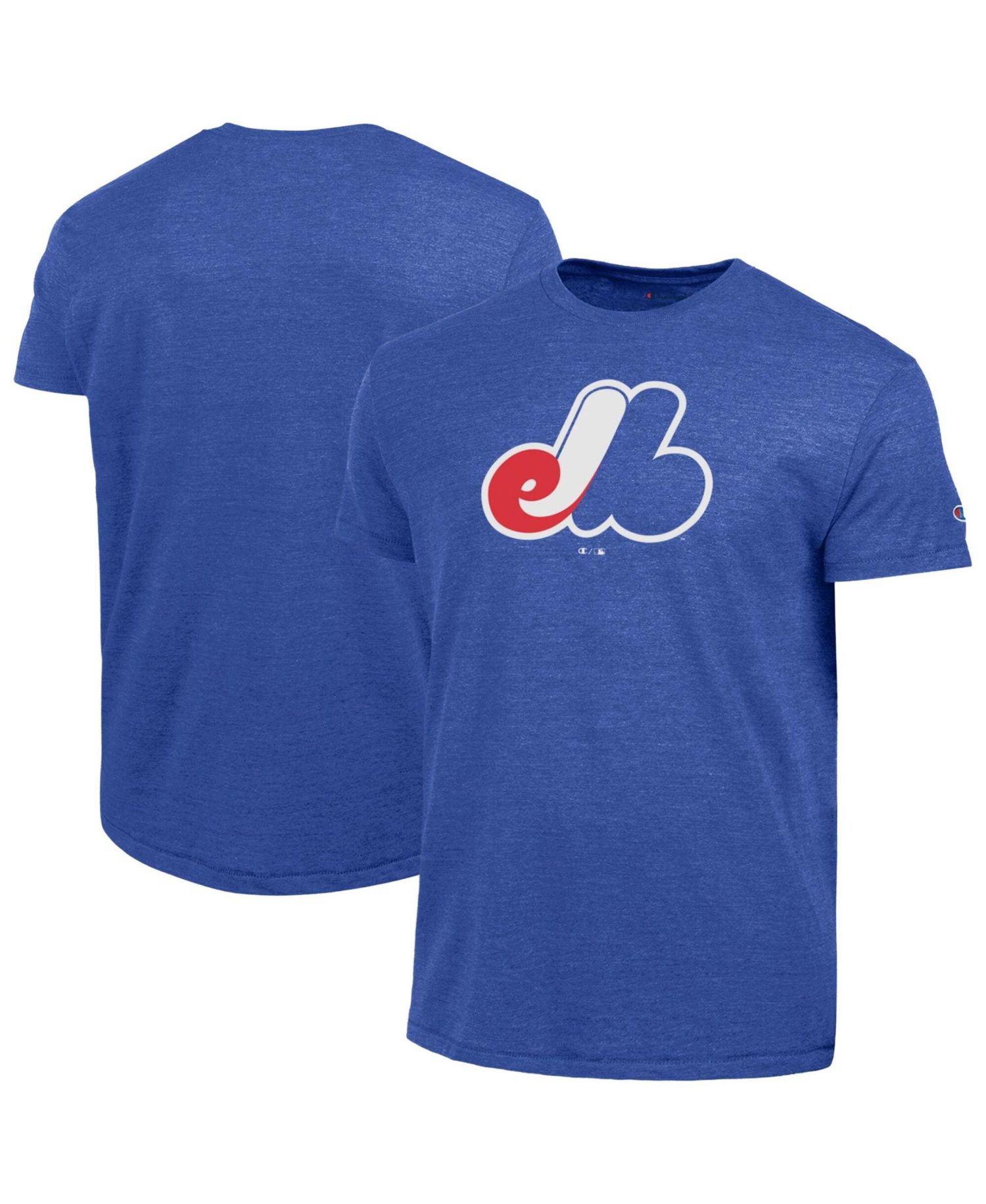 Men's Blue Montreal Expos Cooperstown Logo Tri-Blend T-Shirt
