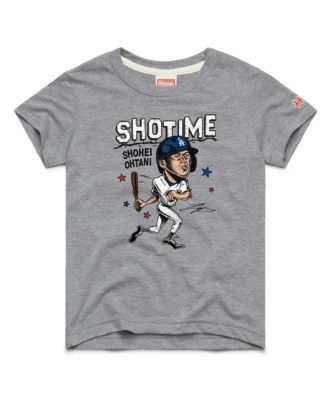 Big Boys and Girls Shohei Ohtani Gray Los Angeles Dodgers Caricature Tri-Blend T-Shirt