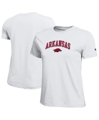 Women's White Arkansas Razorbacks Arched Over Logo T-Shirt