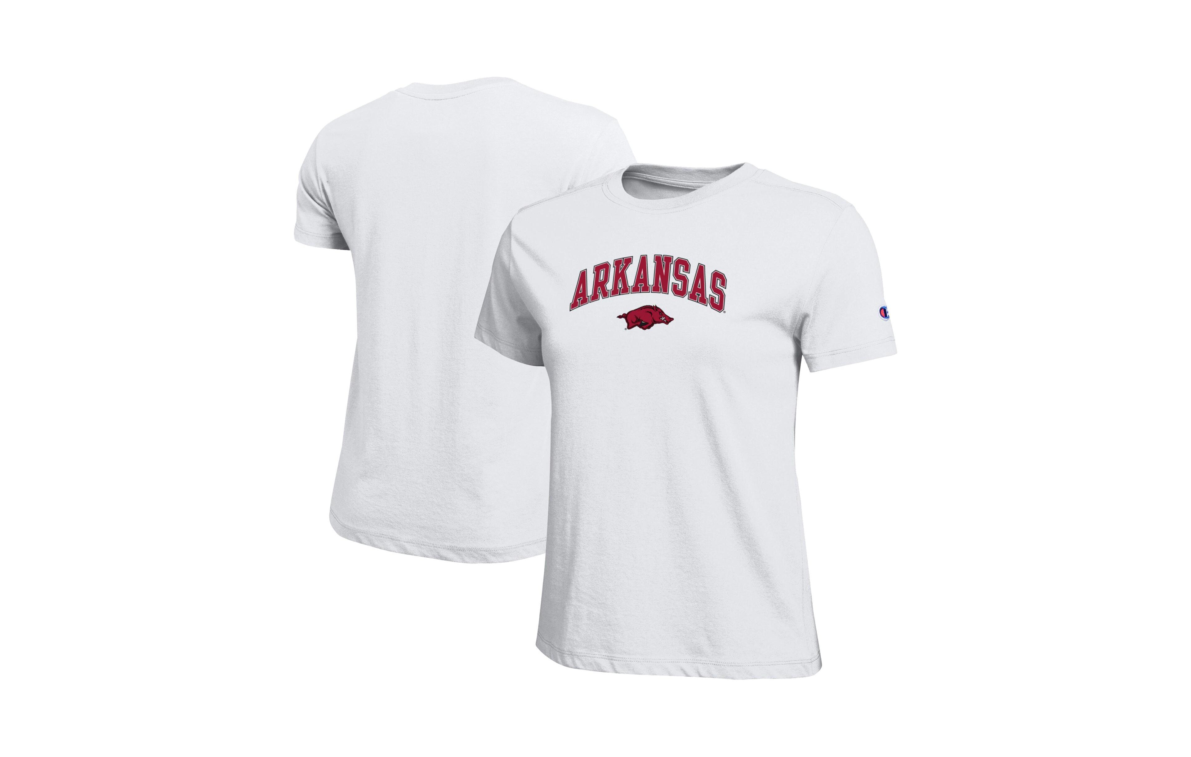 Champion Women's White Arkansas Razorbacks Arched Over Logo T-Shirt