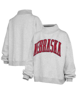 Women's Ash Nebraska Huskers Oversized Nelson Mock Neck Sweatshirt