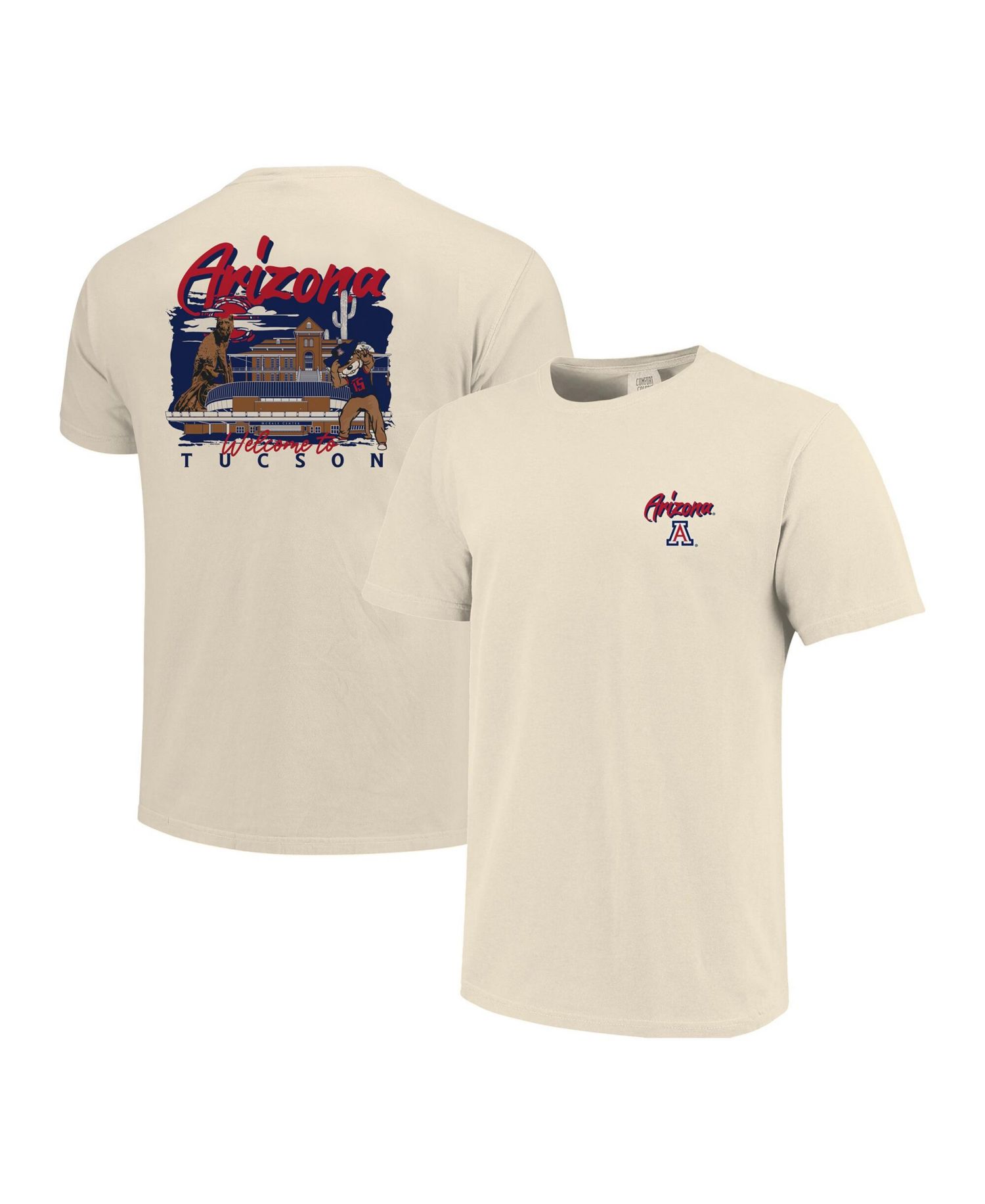 Men's Natural Arizona Wildcats Comfort Colors Hand-Drawn Campus Stack T-Shirt