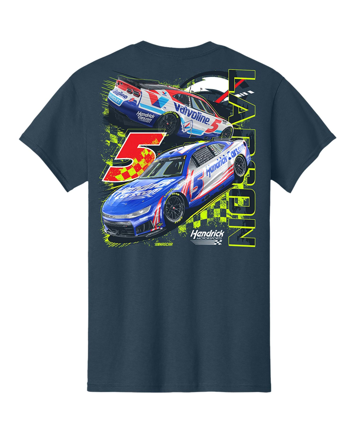 Men's Navy Kyle Larson 5 HendrickCars.com Valvoline Dual Sponsor T-Shirt