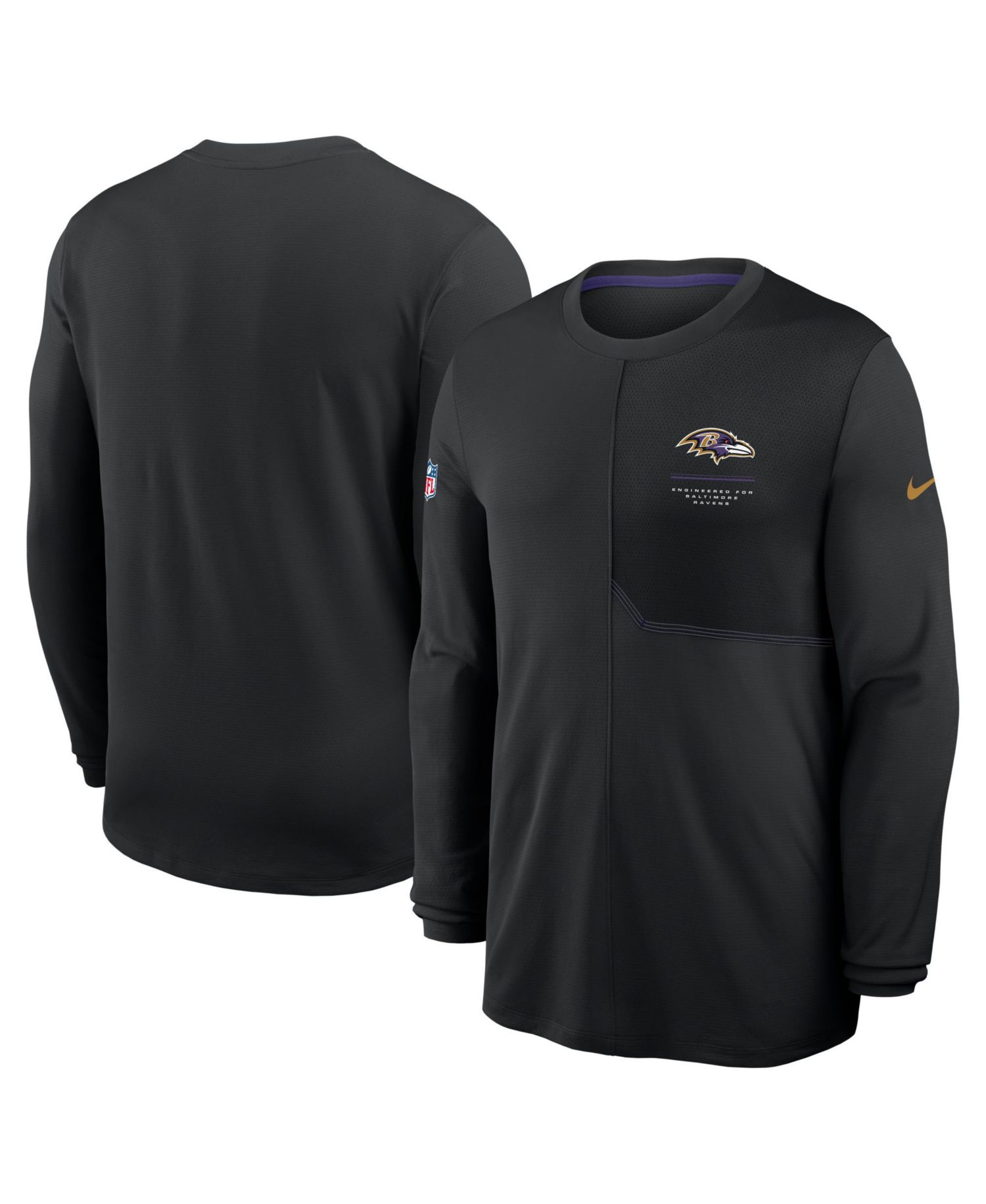 Men's Black Baltimore Ravens Sideline Coaches UV Dri-FIT Long Sleeve Shirt
