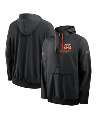 Men's Black Cincinnati Bengals Sideline Anorak Half-Zip Hooded Jacket
