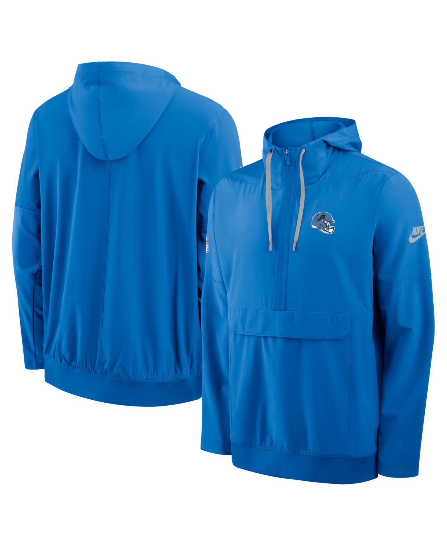 Men's Blue Detroit Lions Alt Anorak Half-Zip Hooded Jacket
