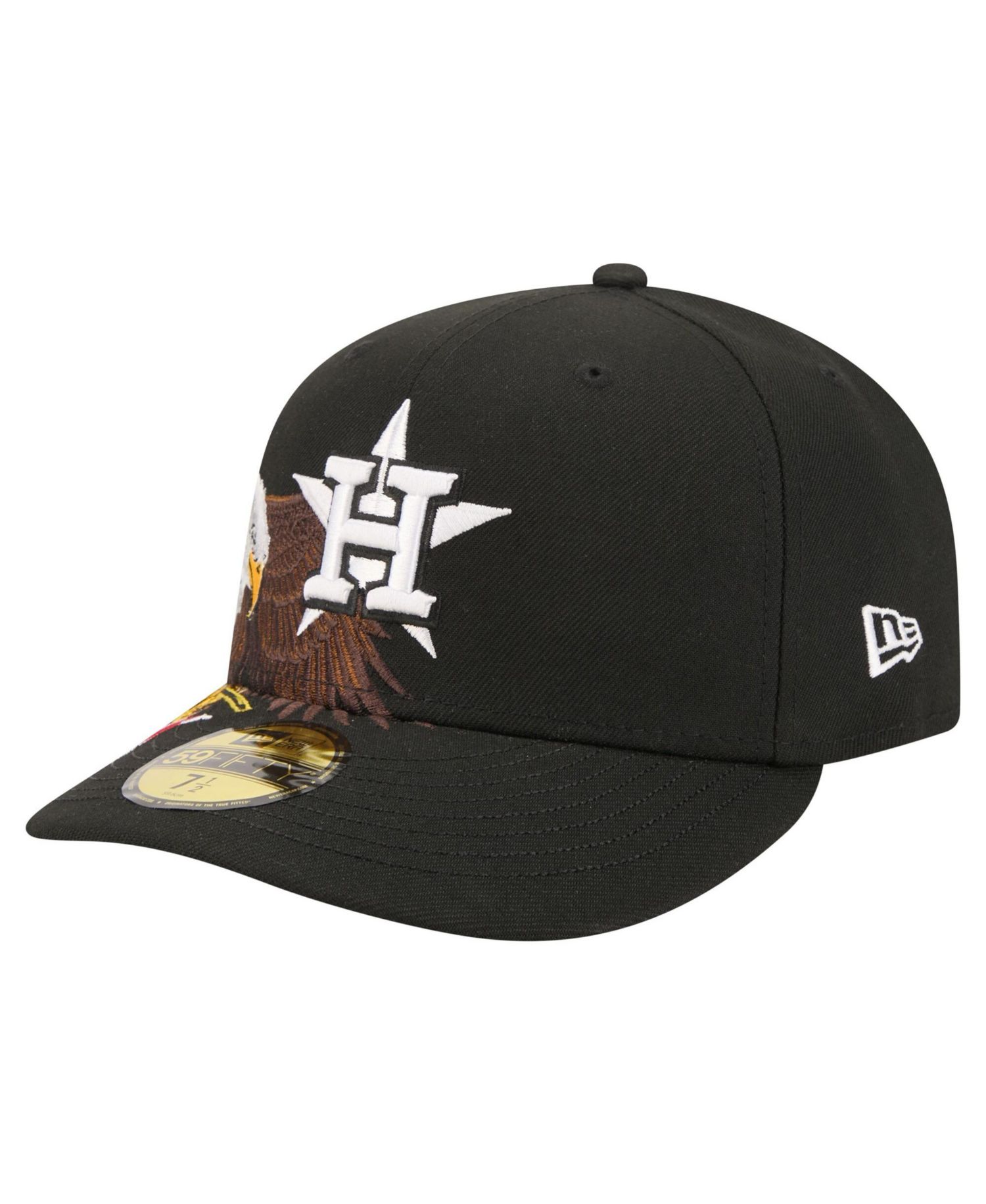 Men's Black Houston Astros Americana Bald Eagle Pre-Curved 59FIFTY Fitted Hat