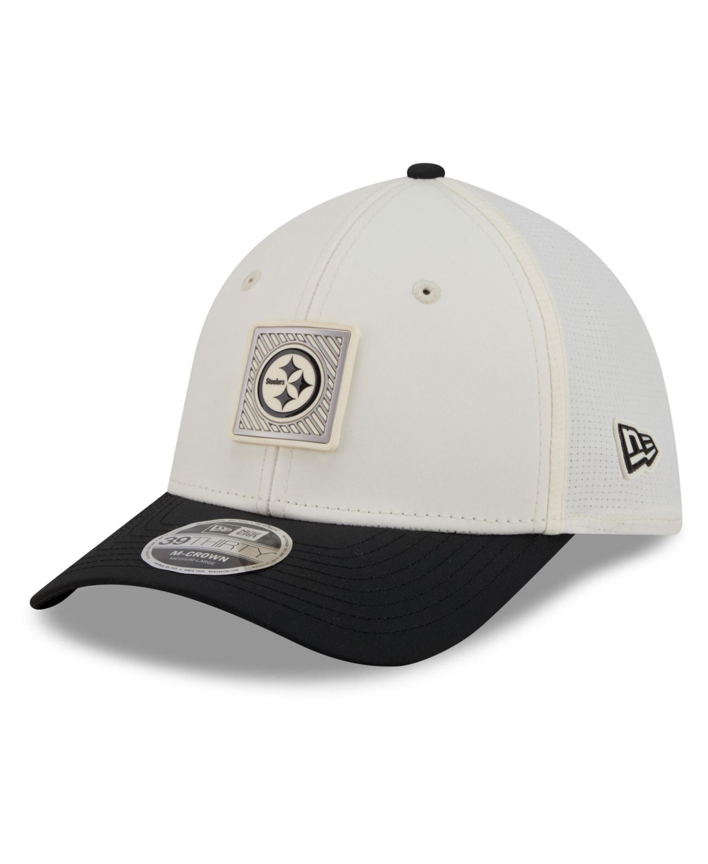 Мужская кепка New Era Cream/Black Pittsburgh Steelers 2026 NFL Training Camp 39THIRTY Flex Hat — фото 3
