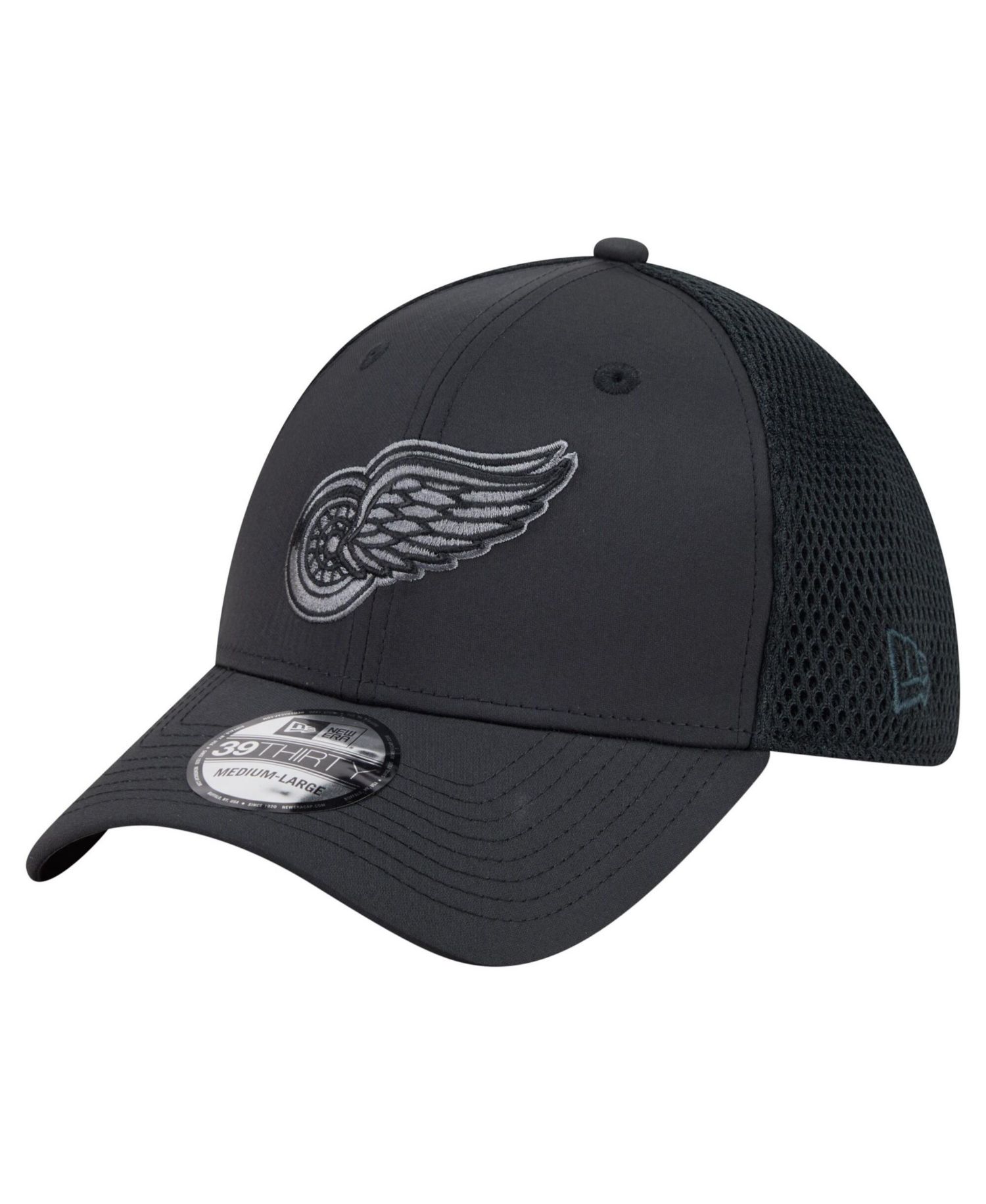 Men's Black Detroit Red Wings Blackout 39THIRTY Flex Fit Hat