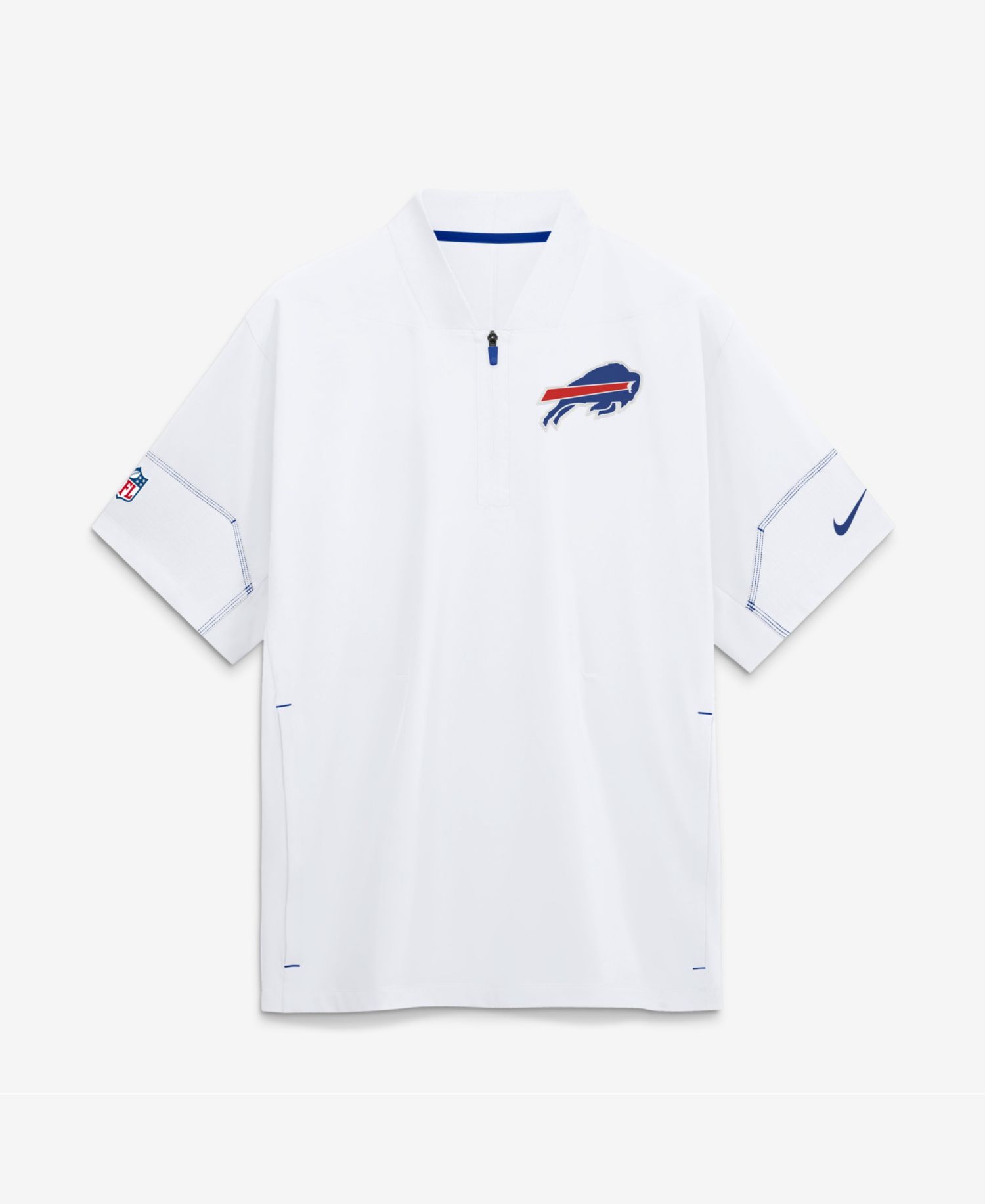 Men's White Buffalo Bills Sideline Short Sleeve Quarter-Zip Coaches Jacket