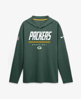 Men's Green  Bay Packers Sideline Lightweight Long Sleeve Hooded Dri-FIT T-Shirt
