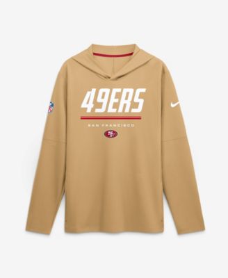 Men's Gold San Francisco 49ers Sideline Lightweight Long Sleeve Hooded Dri-FIT T-Shirt