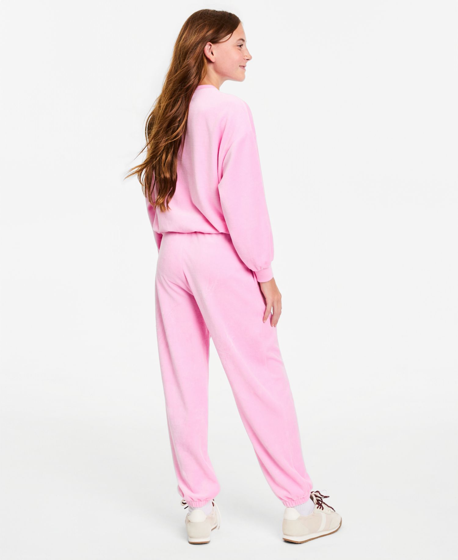 Girls' XS-XL Crewneck Velour Sweatshirt and Jogger Pants, 2-Piece Set