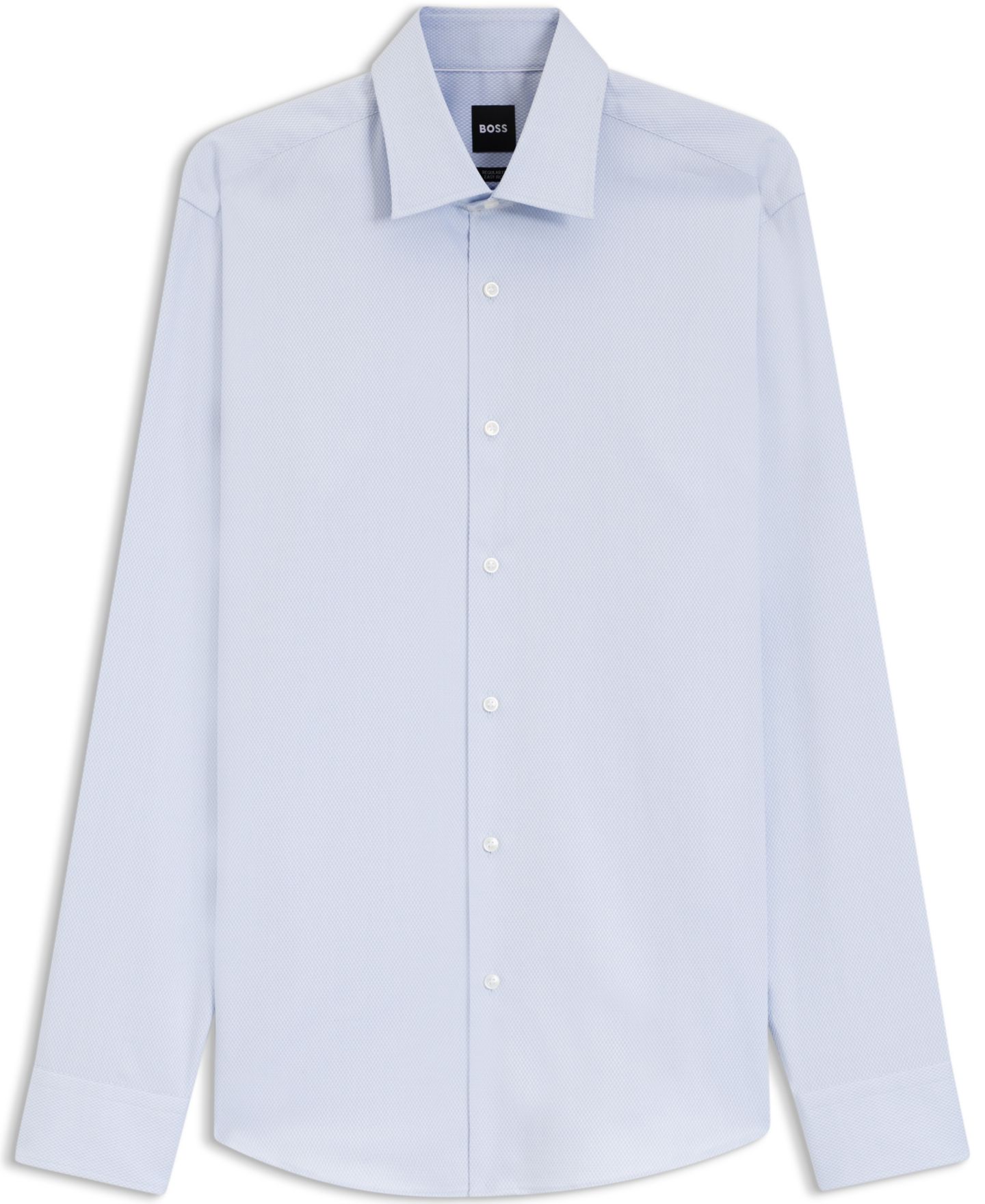 Мужская рубашка Hugo Boss Stretch-Cotton Dobby Regular-Fit Dress Shirt, цвет: Синий — фото 3