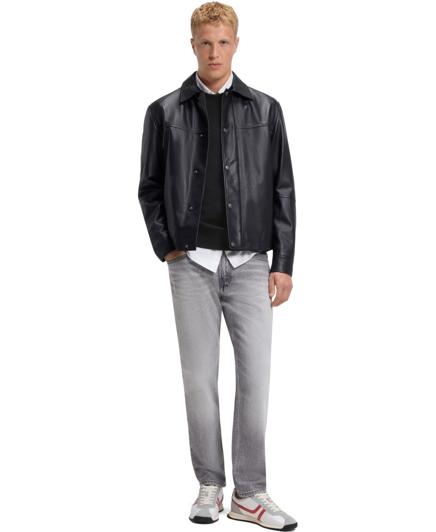 Мужской свитшот Hugo Boss BOSS by Cotton-Terry Relaxed-Fit, цвет: Чёрный — фото 4