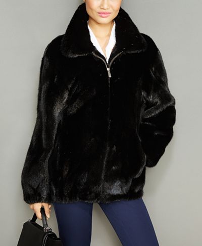 The Fur Vault Mink Fur Wing-Collar Jacket