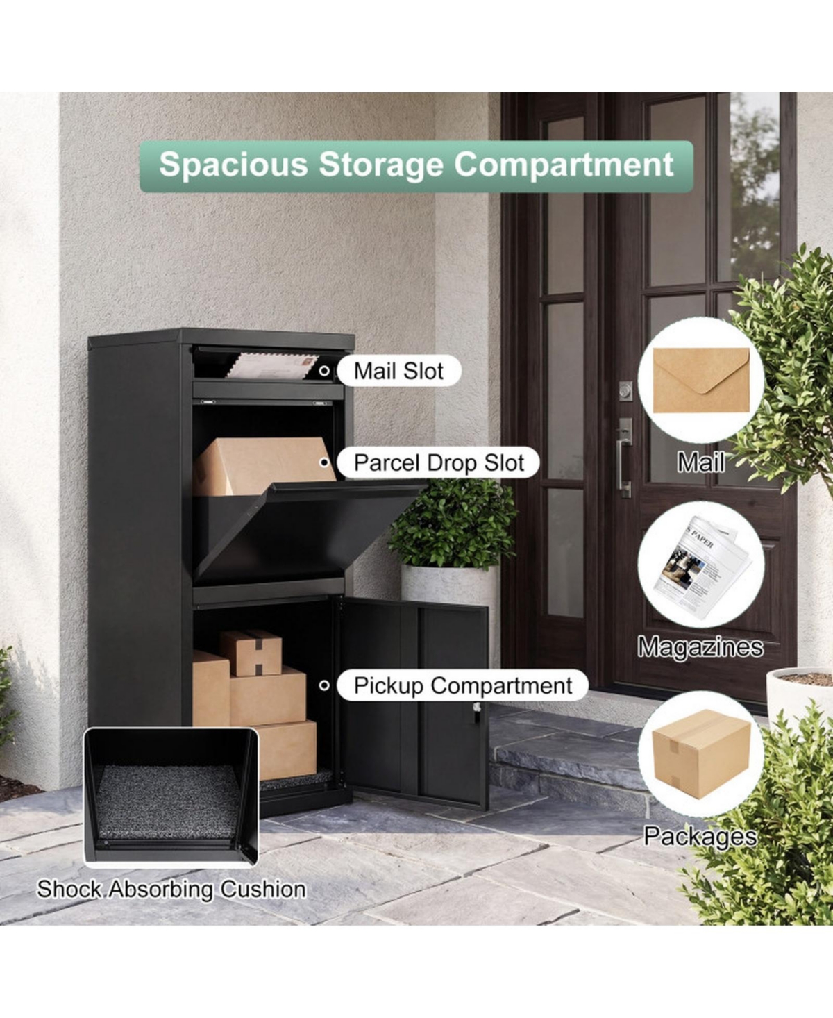 Gouun Galvanized Steel Package Delivery Box with Anti-Theft Lock