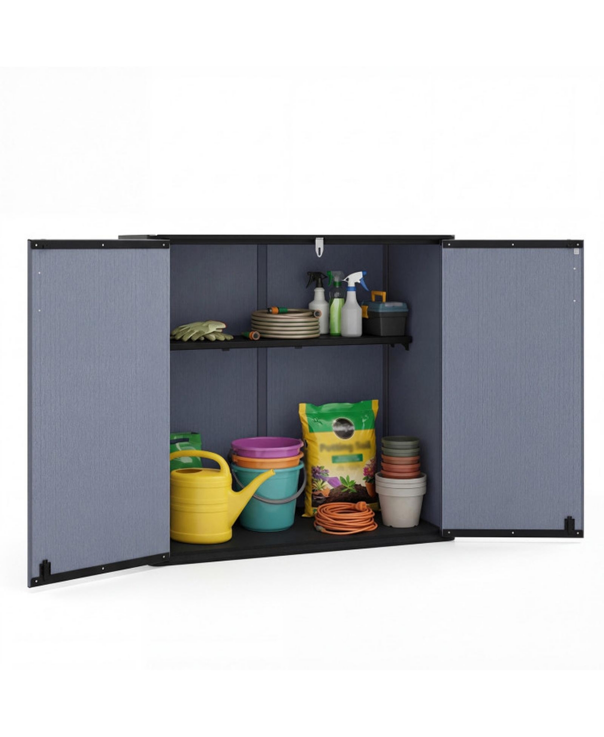 Gouun All-Weather Outdoor Storage Cabinet with Floor and Removable Shelf