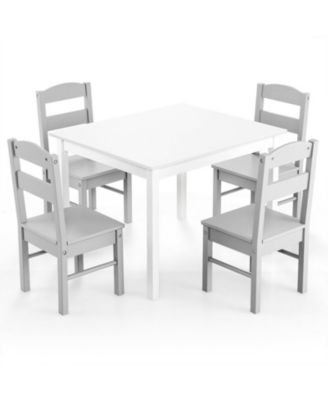5-Piece Kids Wood Table and Chair Set for Playroom