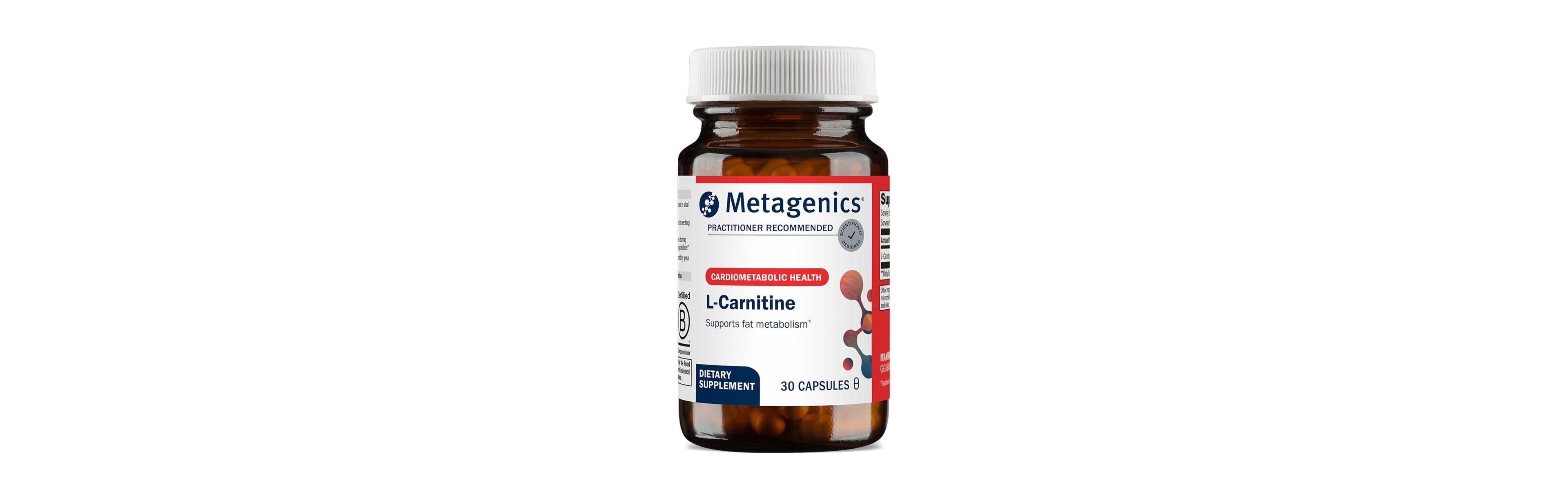 Metagenics L Carnitine Amino Acid Supplement for Fat Metabolism and Energy Support 500 Milligram L Carnitine L Tartrate 30 Capsules