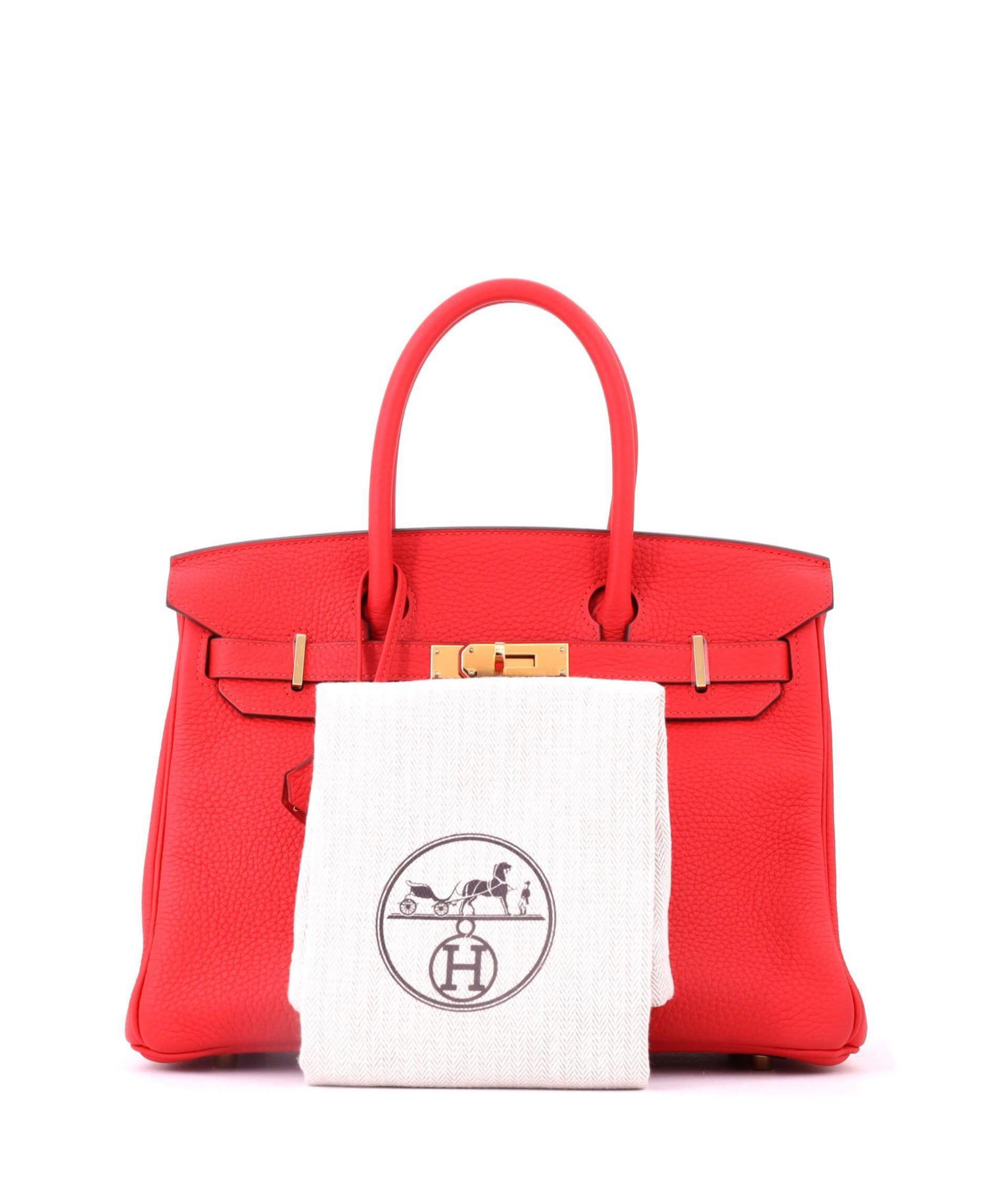 Birkin 30 Handbag Red Clemence with Gold Hardware