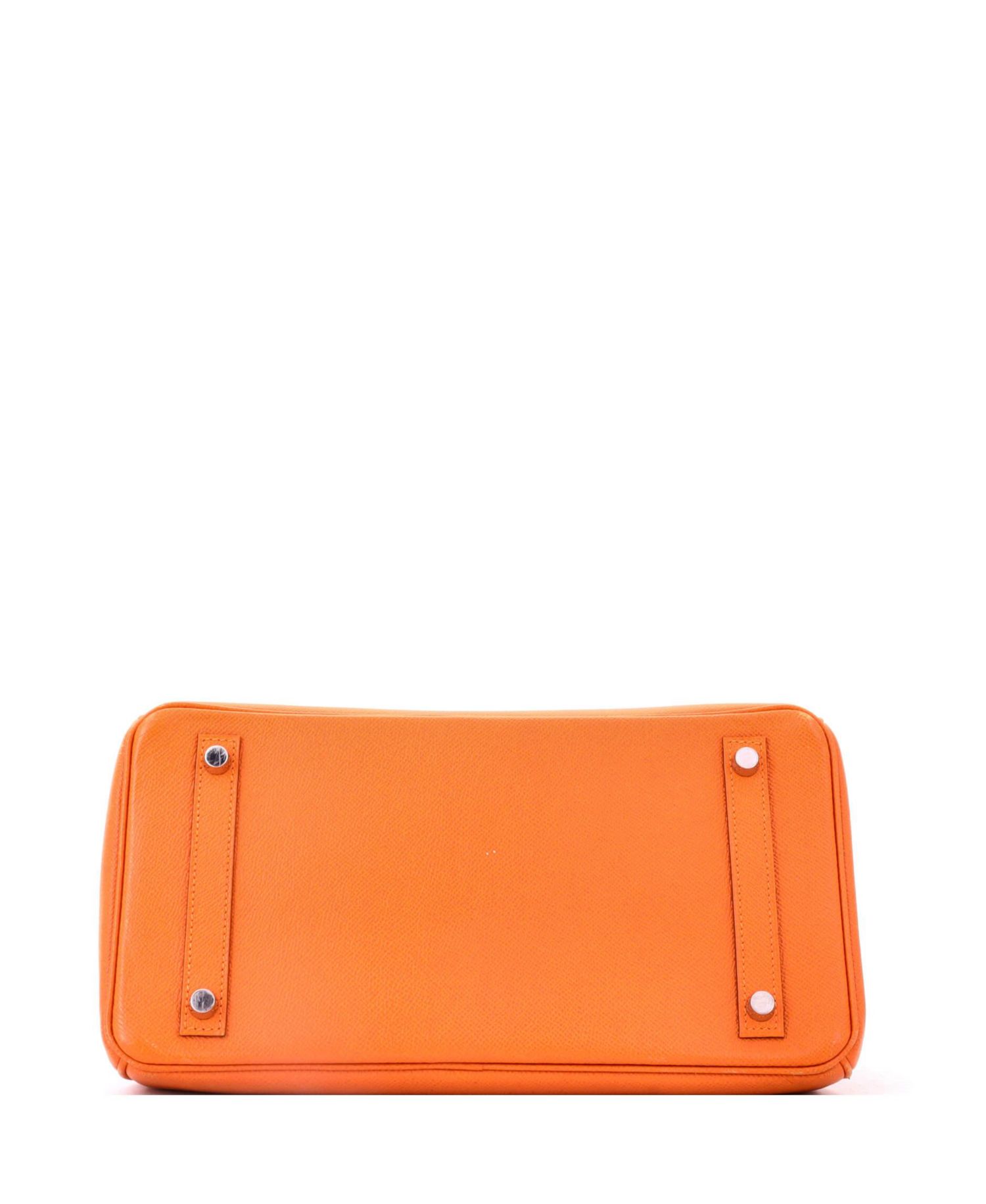 Birkin 30 Handbag Orange Epsom with Palladium Hardware