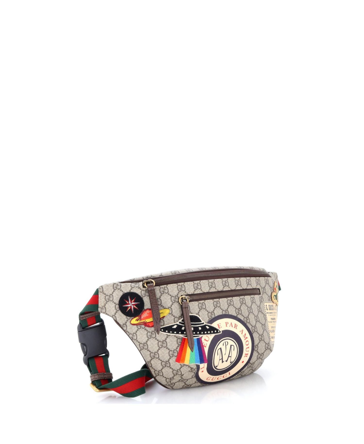 Courrier Zip Belt Bag GG Coated Canvas with Applique