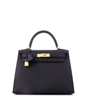 Kelly 28 Handbag Black Epsom with Gold Hardware