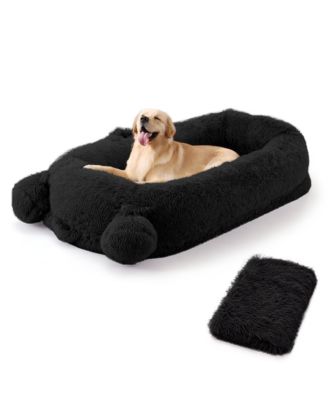 Human Sized Dog Bed, 71 Inch Extra Large Orthopedic Pet Sofa with Soft Faux Fur , and Storage Pockets for Adults and Pets