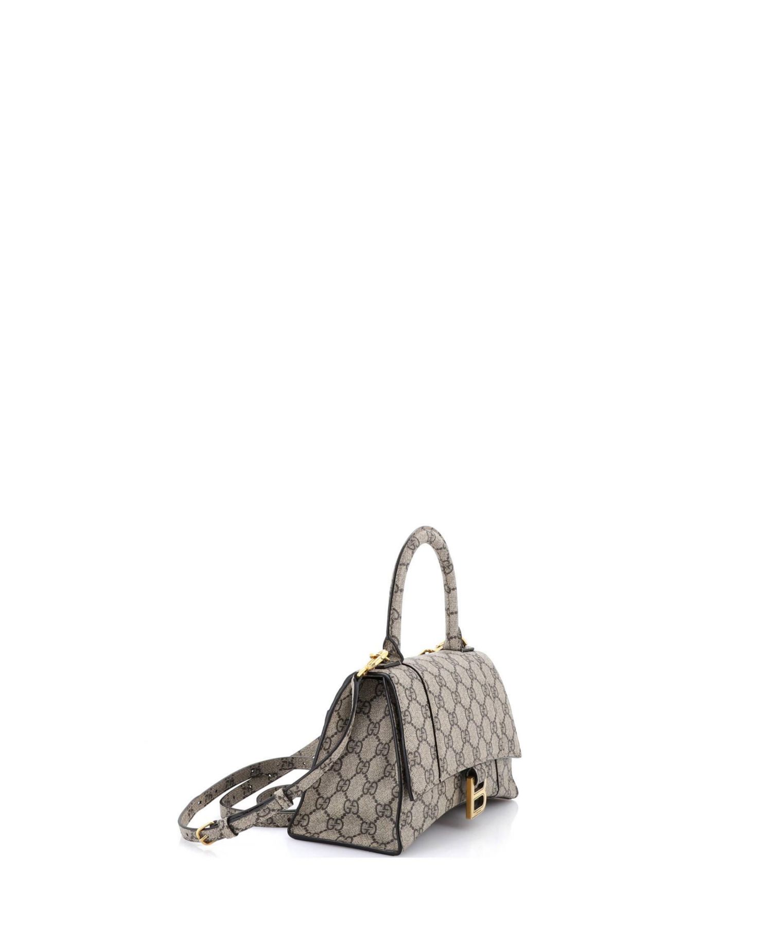Small x Balenciaga The Hacker Project Hourglass Top Handle Bag GG Coated Canvas