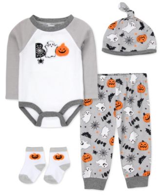 Baby Boys' My First Halloween Bear Bodysuit, Jogger Pants, Socks and Hat, 4-Piece Set