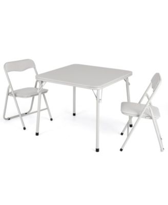 Kids Folding Table and Chair Set, 23.8 Inch Upholstered Childrens Activity Table with Metal Frame for Playroom