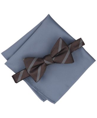 Men's Clyde Stripe Pre-Tied Bow Tie and Pocket Square, 2-Piece Set