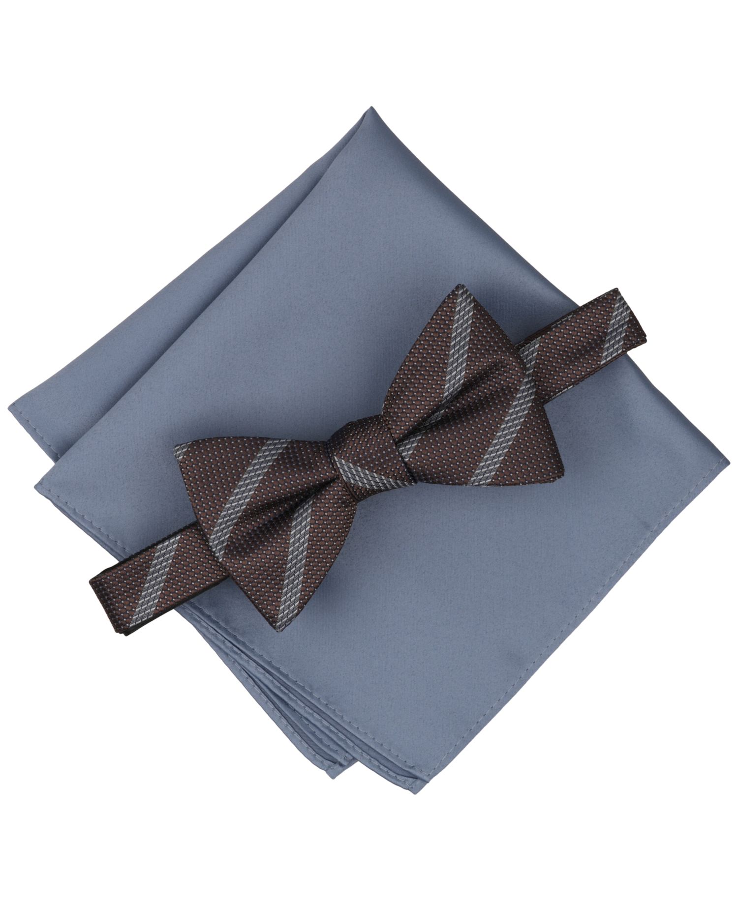 Men's Clyde Stripe Pre-Tied Bow Tie and Pocket Square, 2-Piece Set