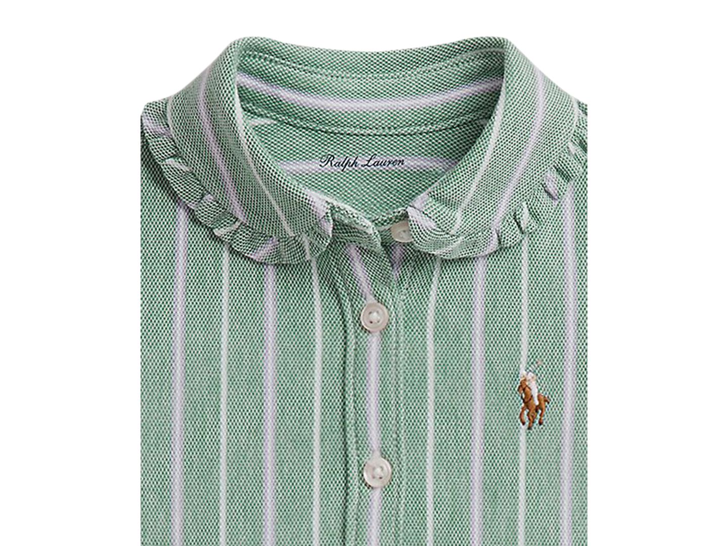 Детский комплект Polo Ralph Lauren для девочки: полосатое платье-рубашка и панталоны, цвет: Тёмно-зелёный лавандовый — фото 3